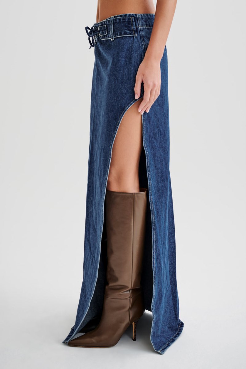 Meshiki Ramsey Denim Maxi Split Azules Oscuro | COIR0360