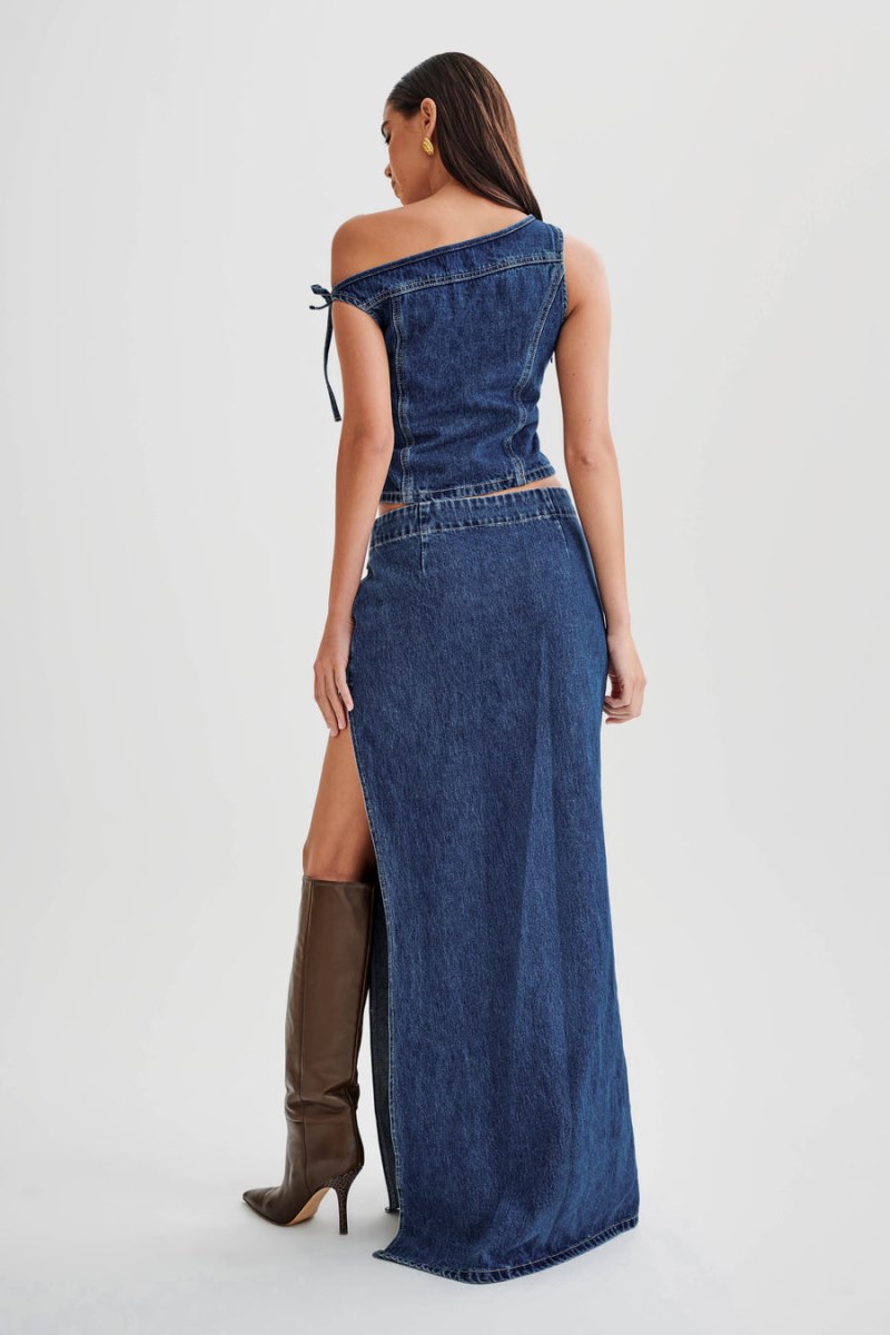 Meshiki Ramsey Denim Maxi Split Azules Oscuro | COIR0360