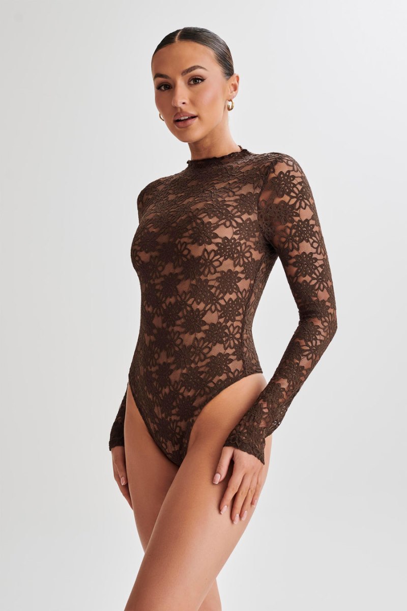 Meshiki Renata Lace Long Sleeve Chocolate | TSZW7014