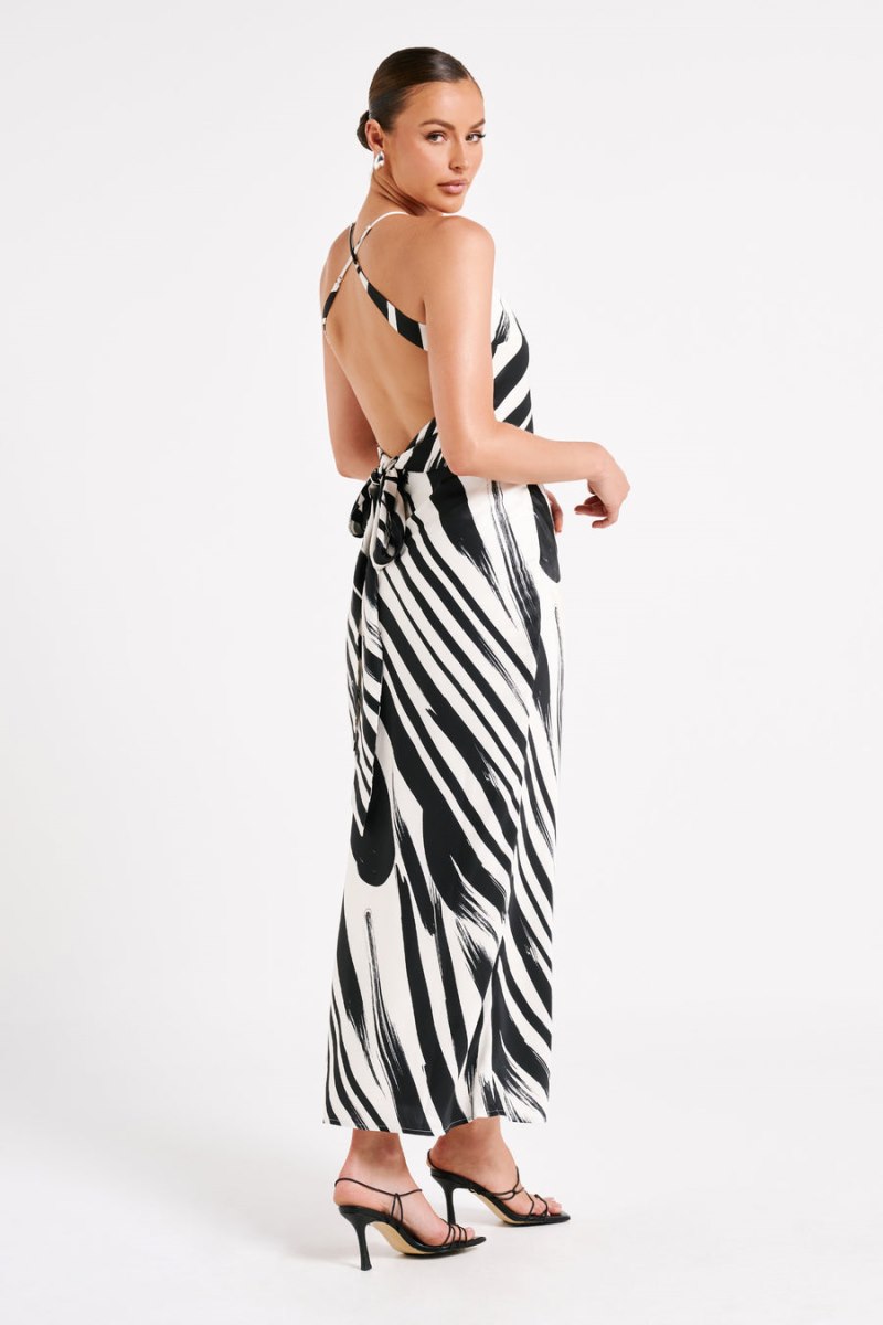 Meshiki Rita Printed Maxi Blancas Negras | XKMW7870