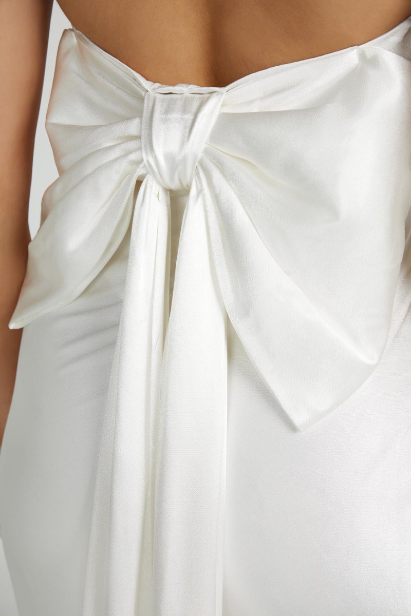 Meshiki Rochelle Bow Back Satin Blancas | MPPX5424