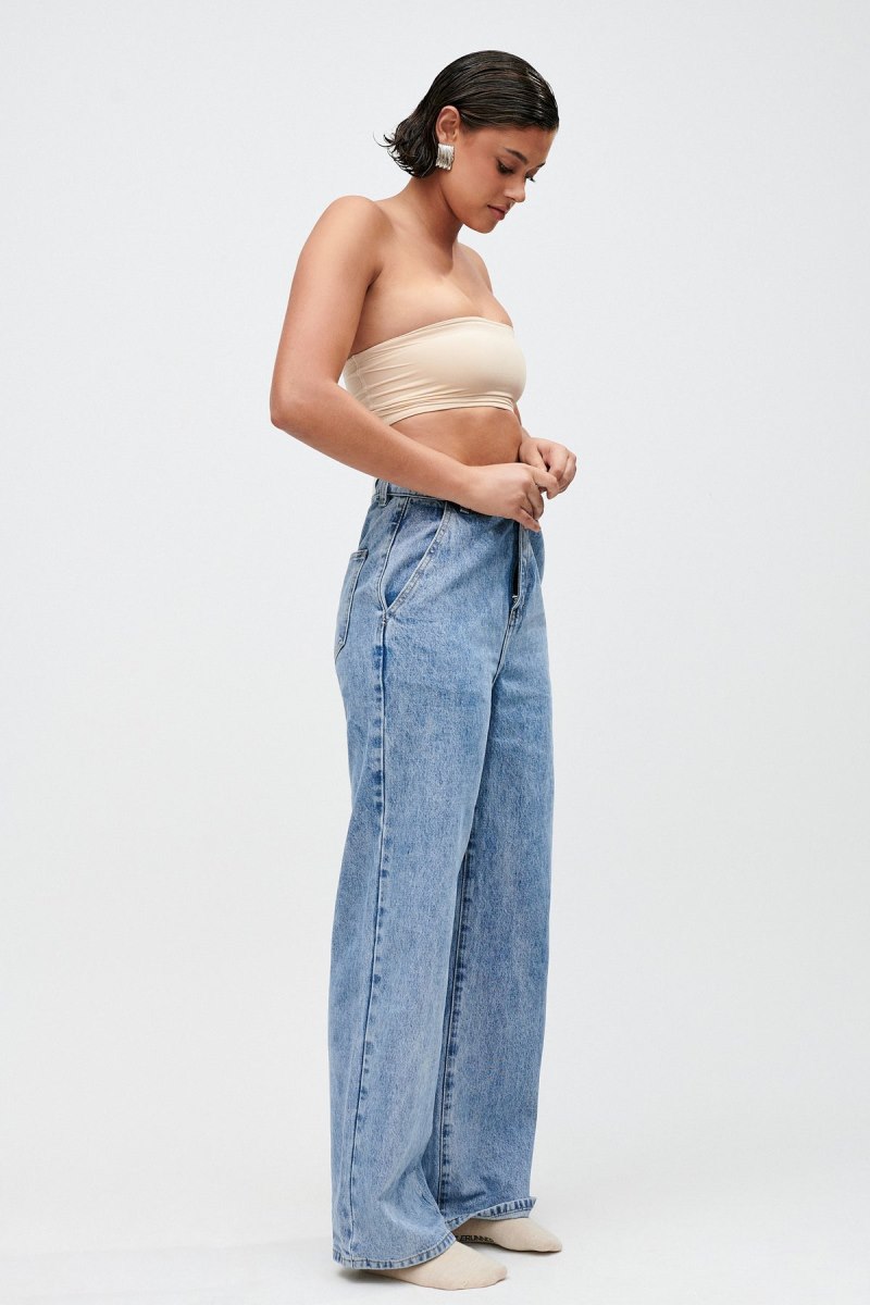 Meshiki Roxy Wide Leg High Waist Denim Azules | BEOU8540