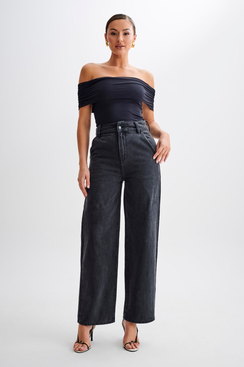 Meshiki Roxy Wide Leg High Waist Denim Negras | JODQ1666