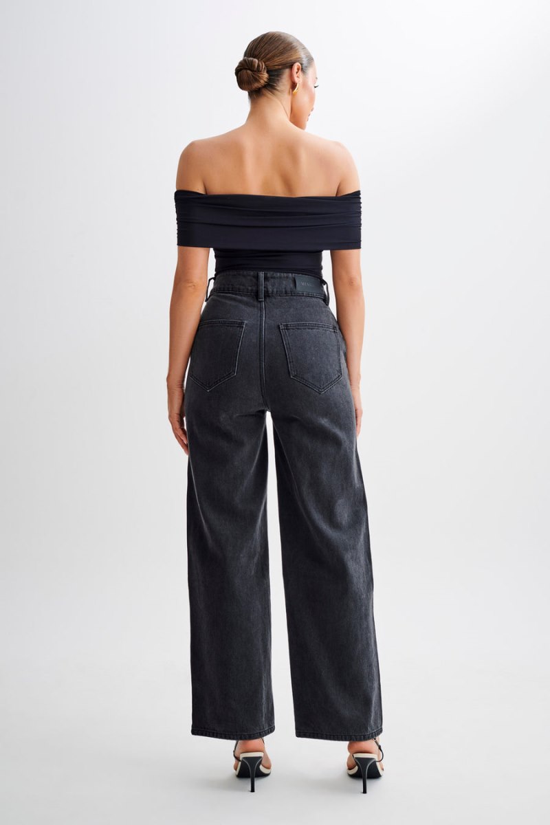 Meshiki Roxy Wide Leg High Waist Denim Negras | JODQ1666