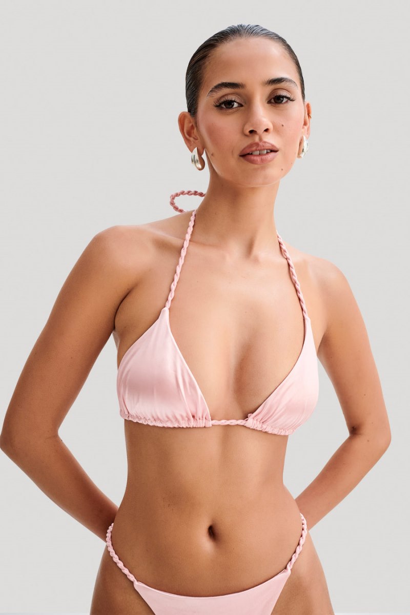 Meshiki Sachi Sachi Triangle Bikini Top With Braided Ties Rosas | MRJY8875