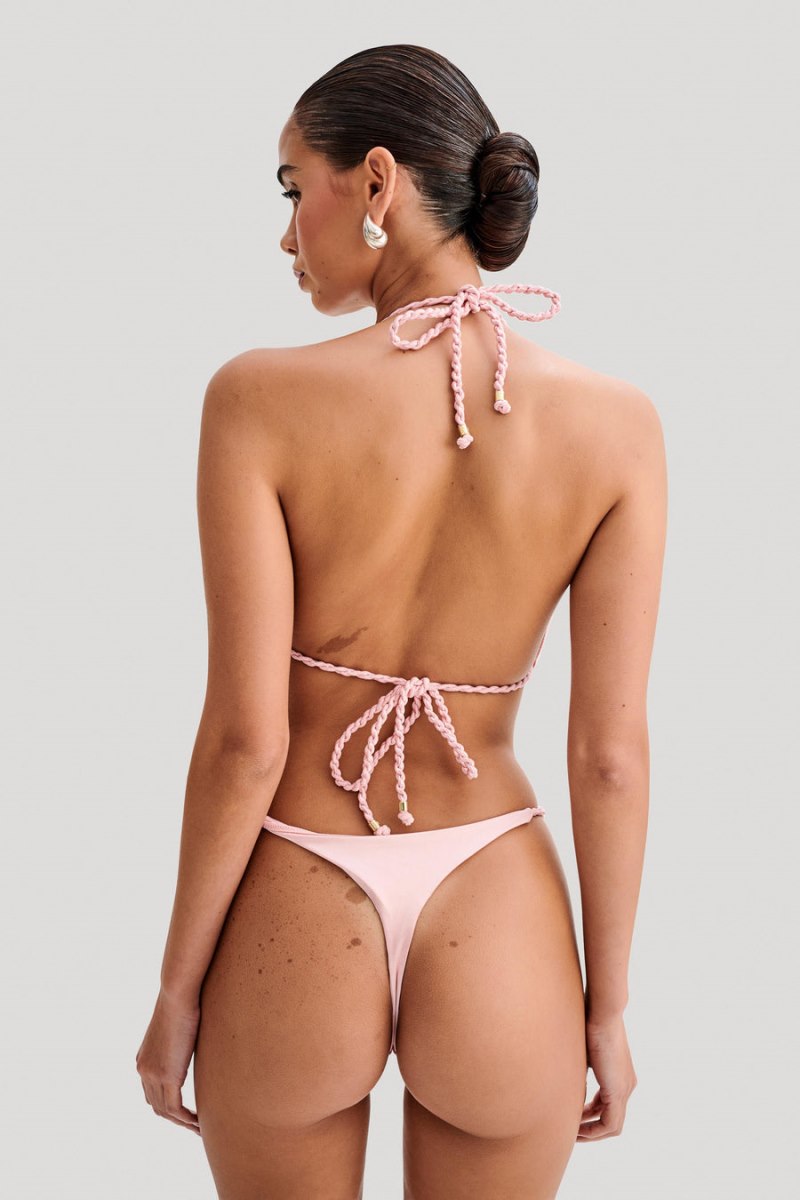 Meshiki Sachi Sachi Triangle Bikini Top With Braided Ties Rosas | MRJY8875