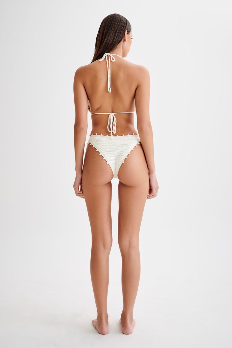 Meshiki Sadie Pearl Knit Bikini Bottom Blancas | QIRR2583