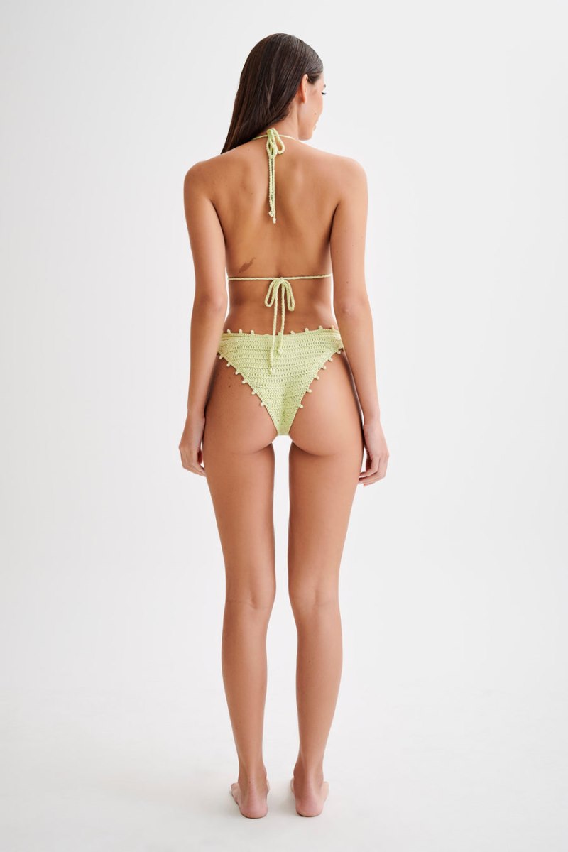 Meshiki Sadie Pearl Knit Bikini Bottom Verde | COUK1142