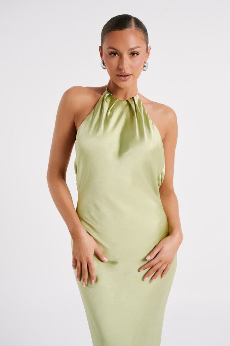 Meshiki Sammy Satin Halter Verde | LBUD7143