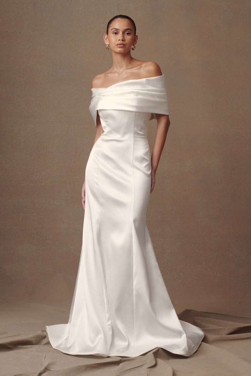 Meshiki Saosire Satin Wedding Gown Blancas | DYRB9818