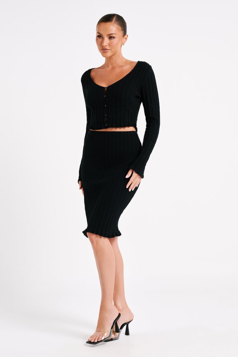 Meshiki Silvia Knit Midi Negras | OAAC5982