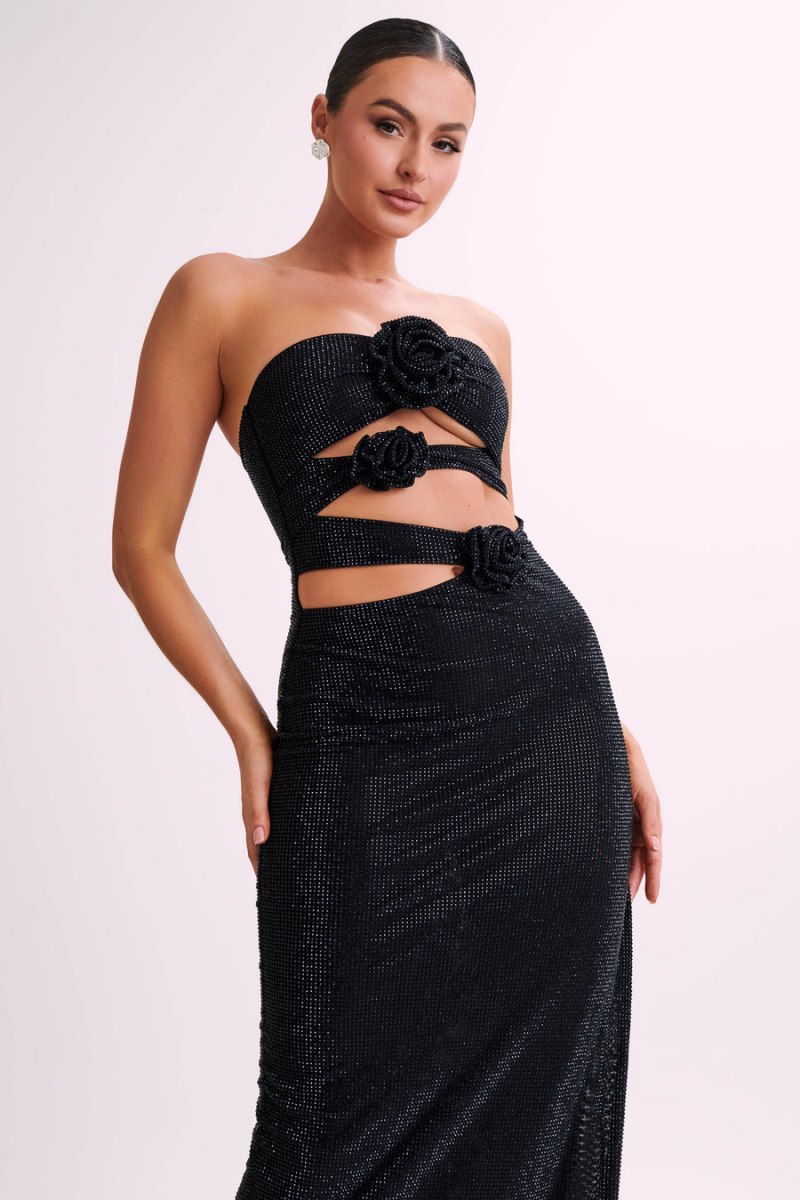 Meshiki Stassie Strapless Rose Diamante Negras | WPGS2357