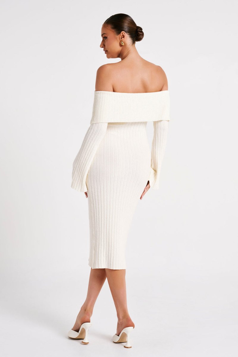 Meshiki Stefania Off Shoulder Knit Blancas | AELK1444