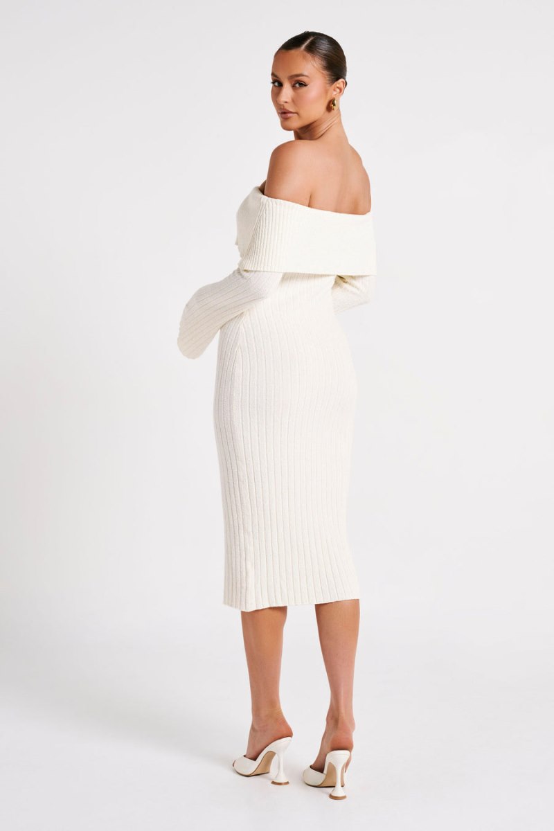 Meshiki Stefania Off Shoulder Knit Blancas | AELK1444