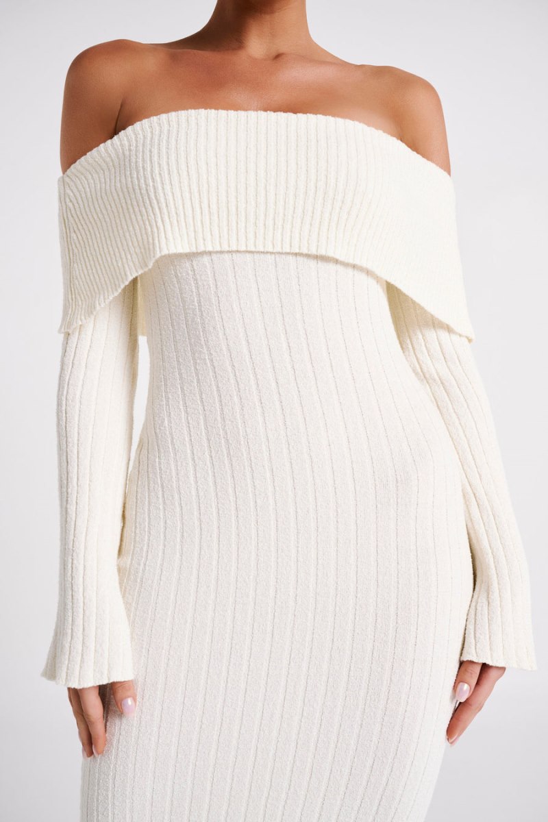 Meshiki Stefania Off Shoulder Knit Blancas | AELK1444