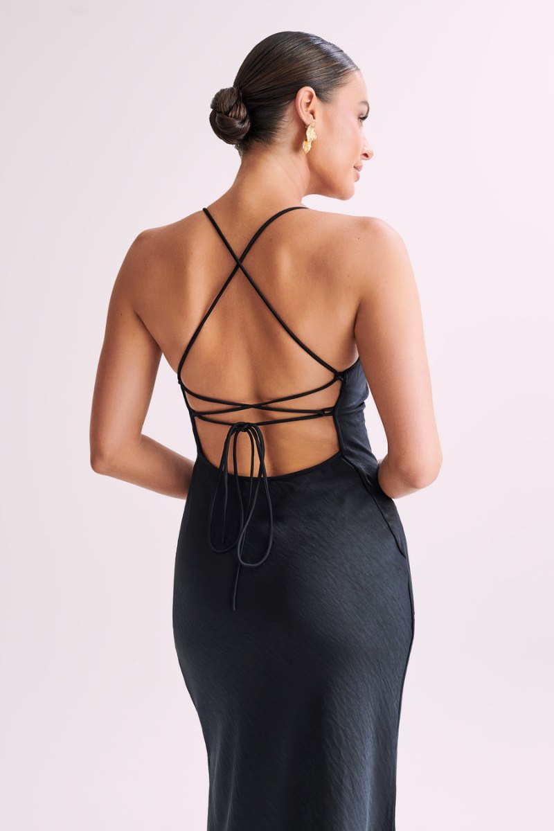 Meshiki Sydney Straight Neck Slip Negras | KLJN6029