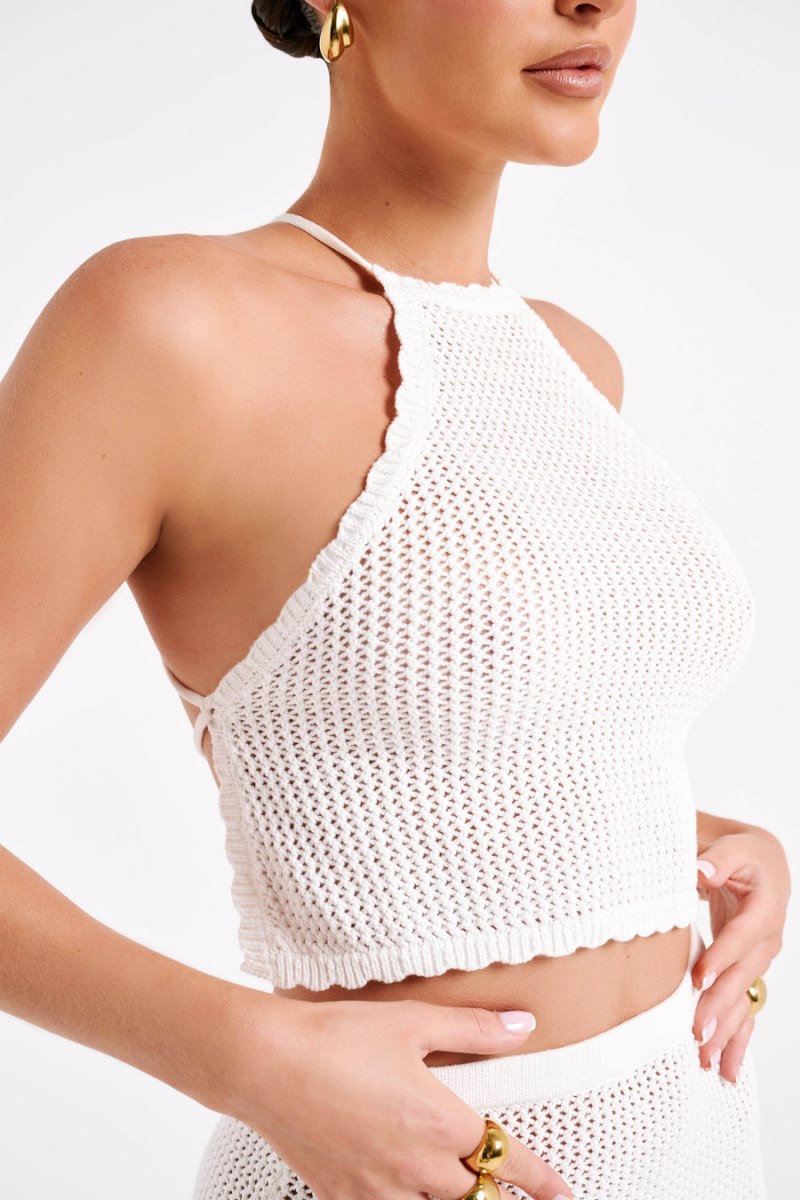 Meshiki Sylvana Crochet Halter Blancas | HLDV5108