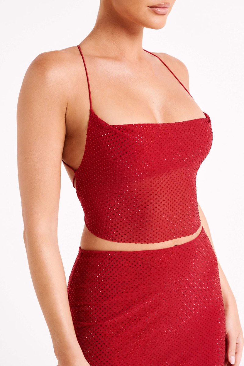 Meshiki Tamra Strappy Diamante Rojas | BPGT0298