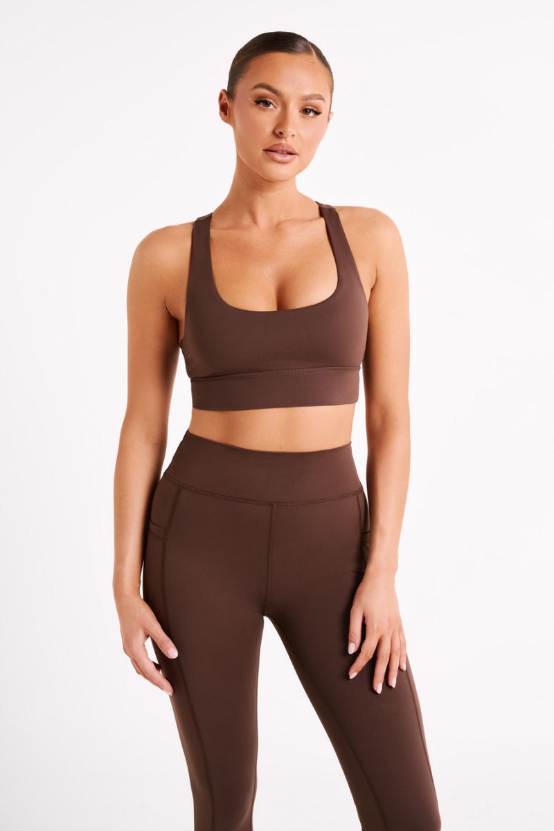 Meshiki Thea Racerback Crop Chocolate Oscuro | GVLW8755