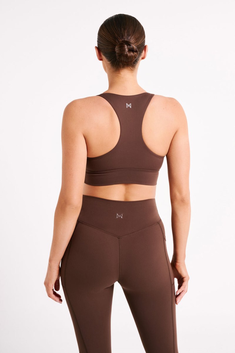 Meshiki Thea Racerback Crop Chocolate Oscuro | GVLW8755