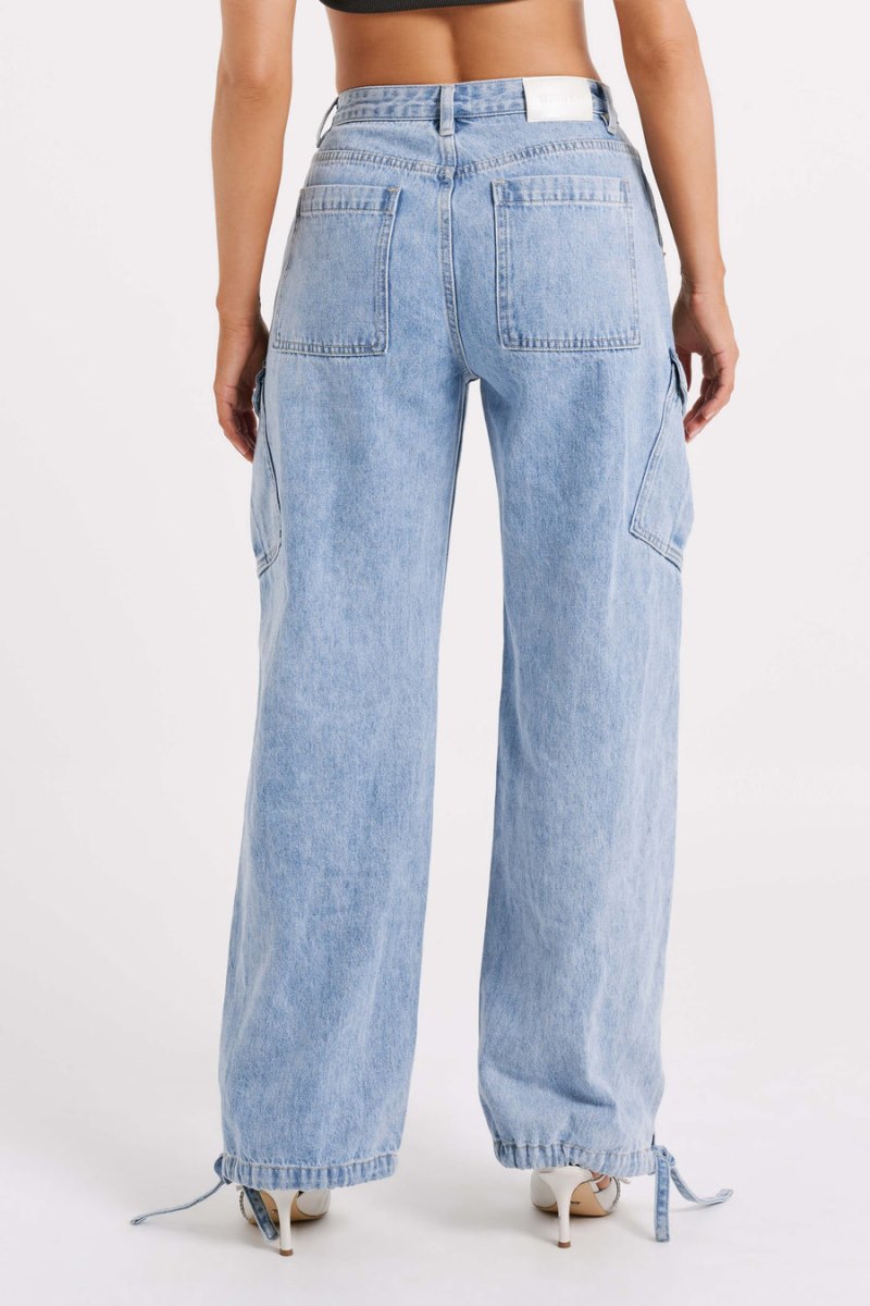 Meshiki Thelma Relaxed Denim Cargo Azules | XAPL1482