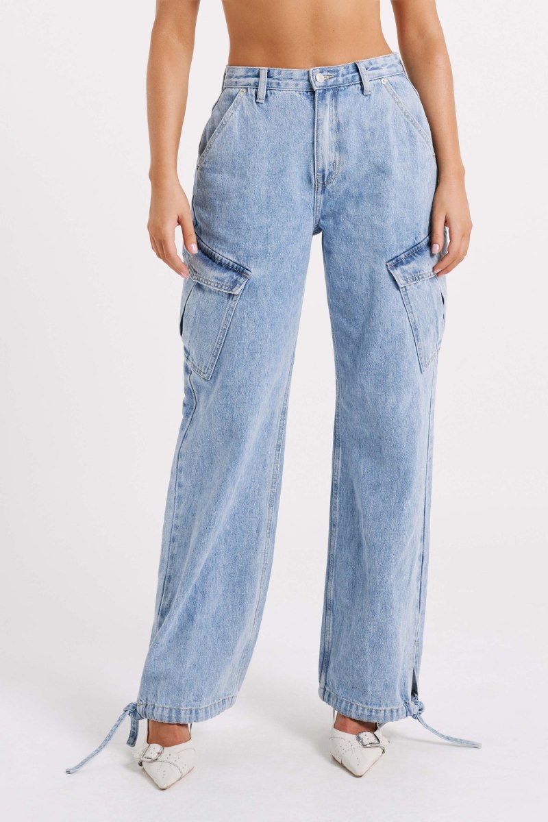 Meshiki Thelma Relaxed Denim Cargo Azules | XAPL1482