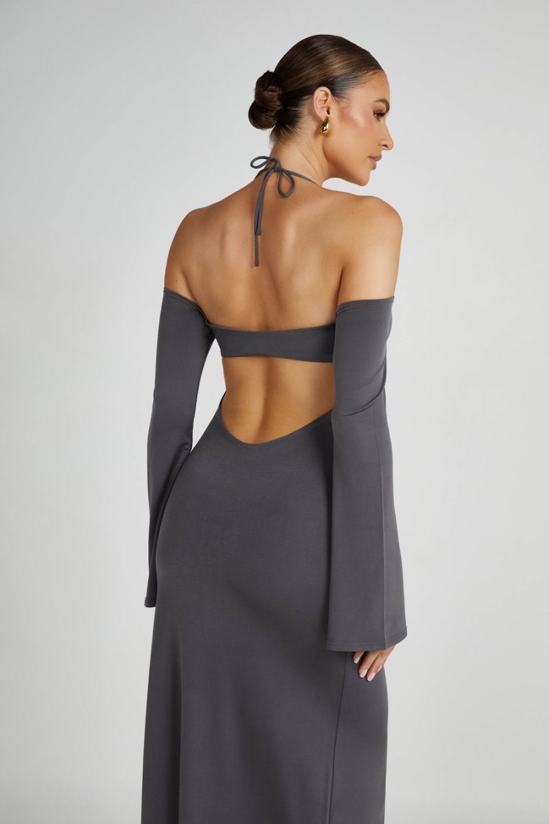 Meshiki Tia Slinky Off Shoulder Gris Oscuro | SJFE5326