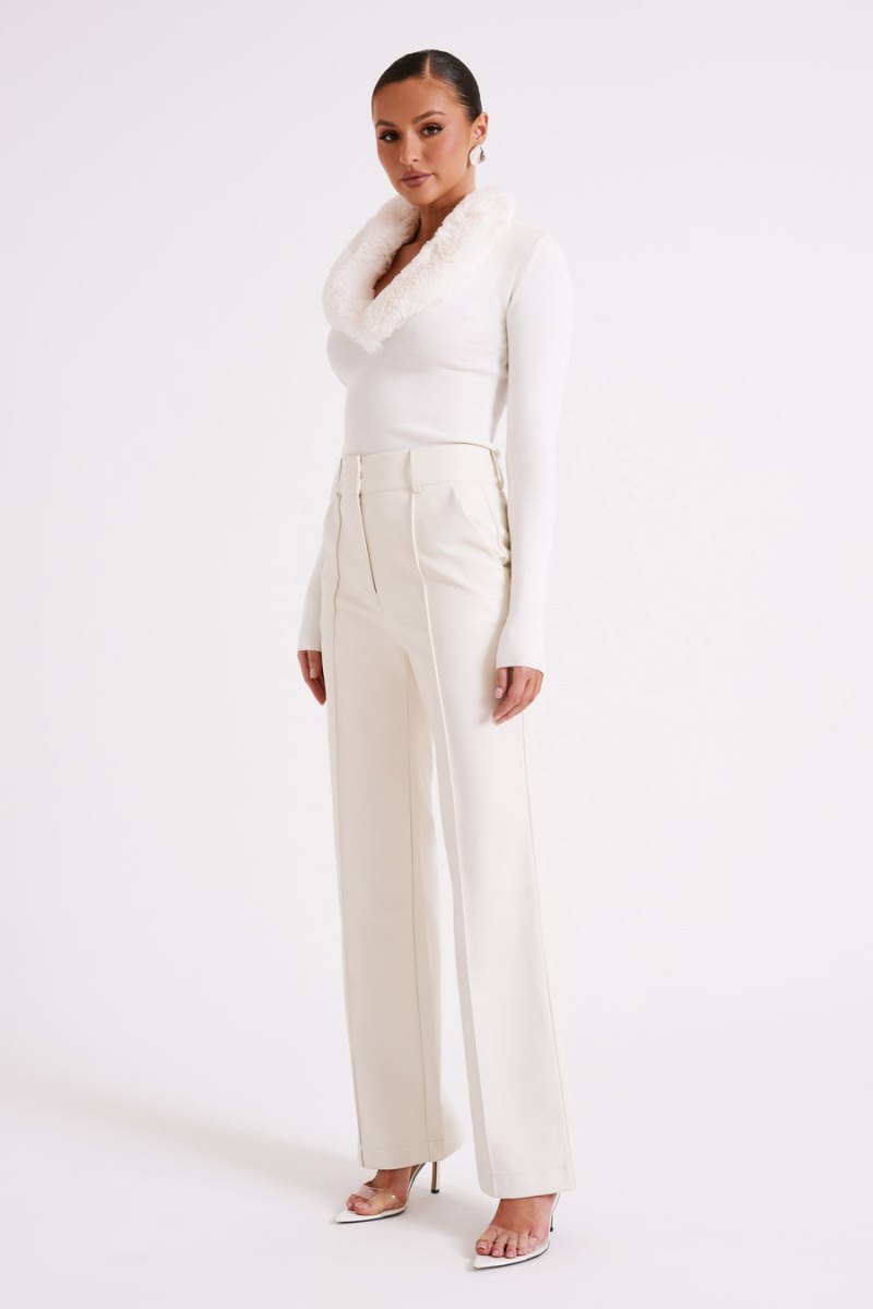 Meshiki Toni Faux Leather Wide Leg Blancas | XNLY4750