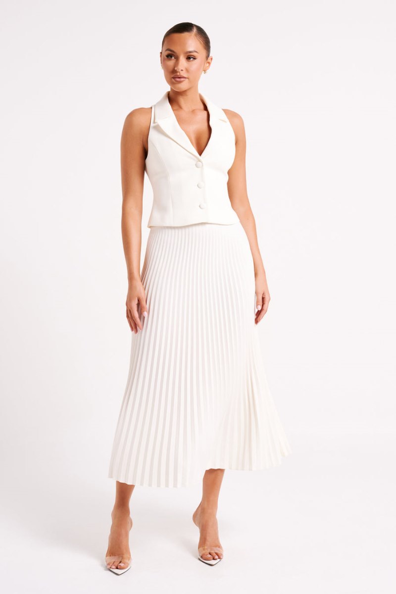 Meshiki Twyla Pleated Suiting Maxi Blancas | UVIN9925