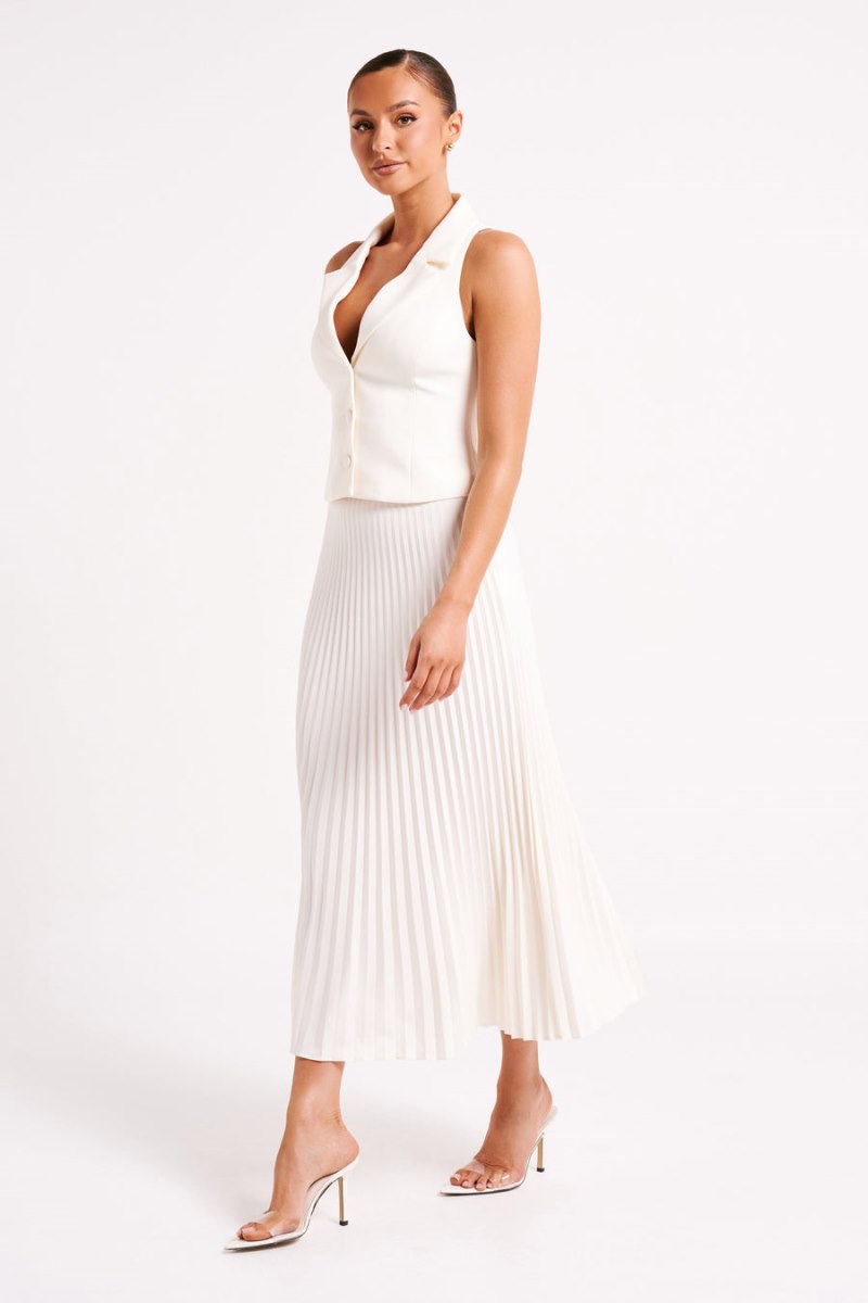 Meshiki Twyla Pleated Suiting Maxi Blancas | UVIN9925