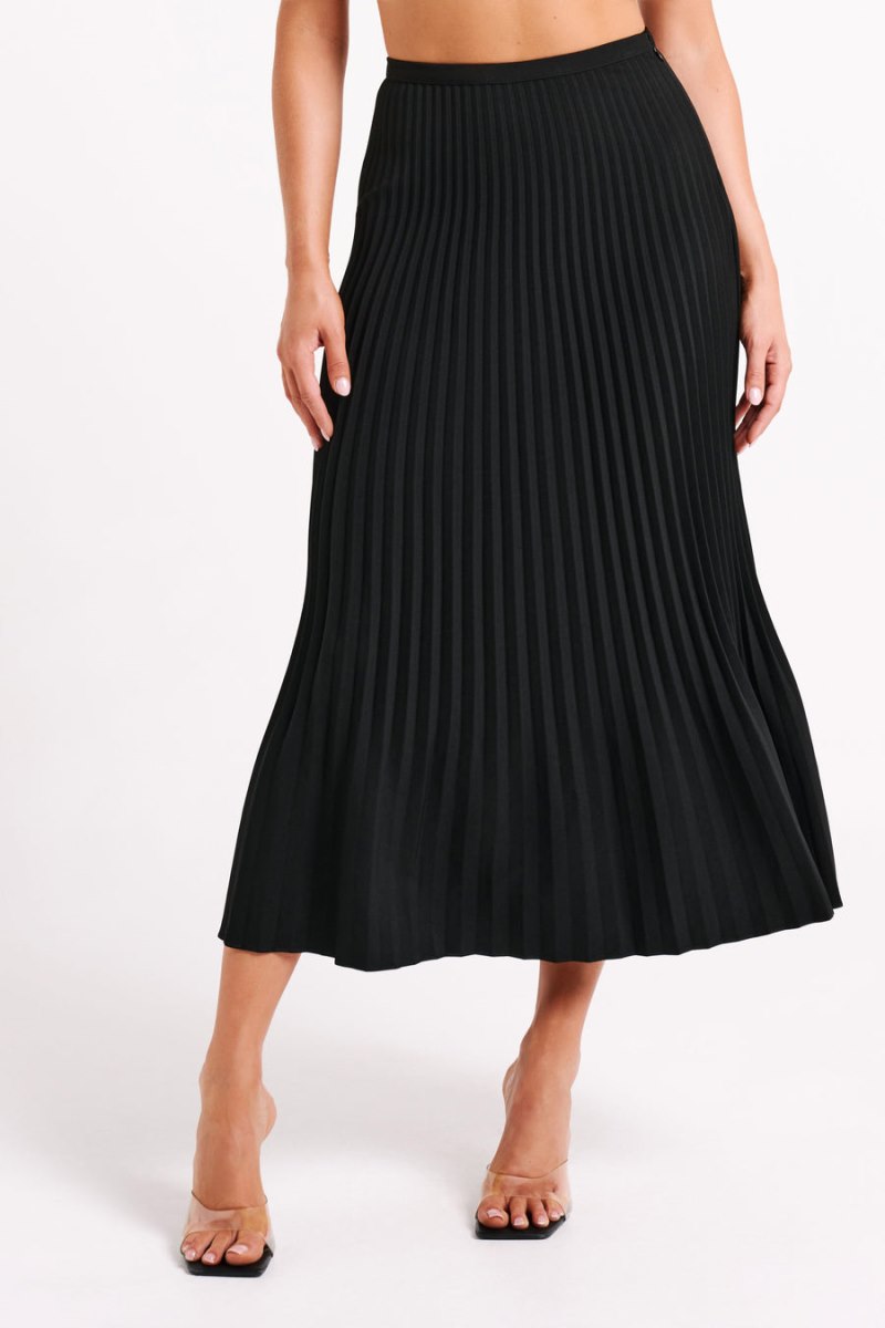 Meshiki Twyla Pleated Suiting Maxi Negras | QSSN5728