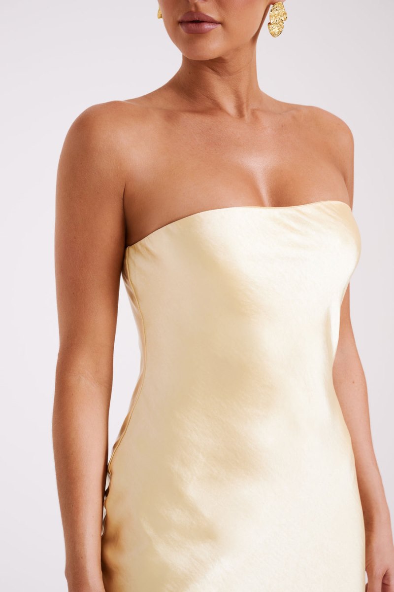 Meshiki Tyler Strapless Satin Amarillo Claro | GFWQ3126