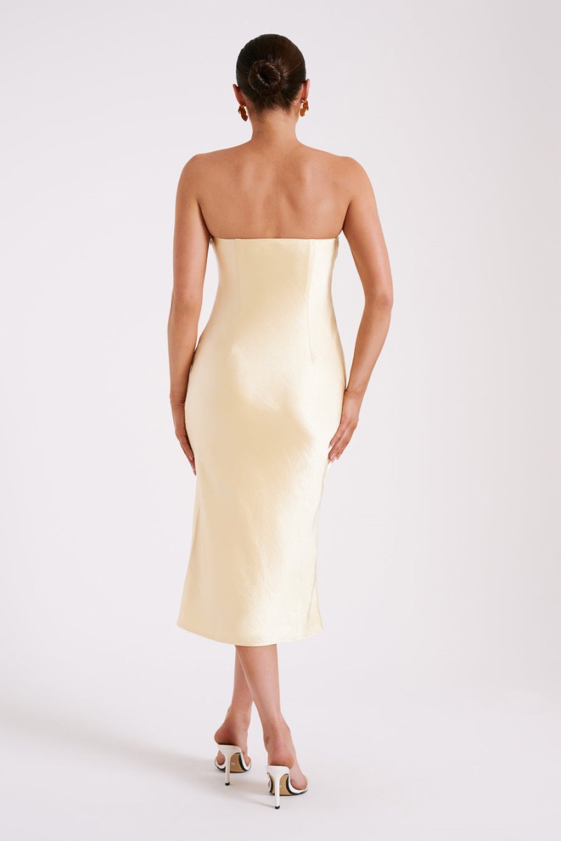 Meshiki Tyler Strapless Satin Amarillo Claro | GFWQ3126