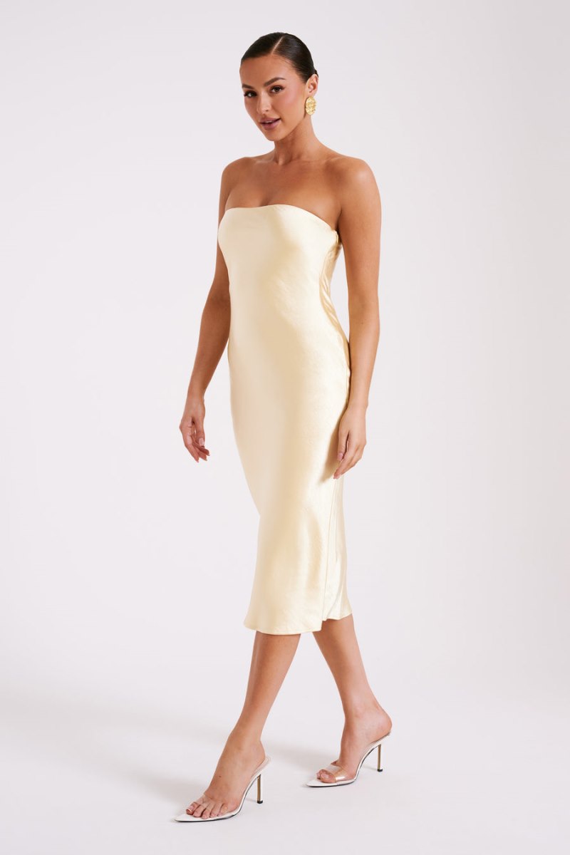 Meshiki Tyler Strapless Satin Amarillo Claro | GFWQ3126