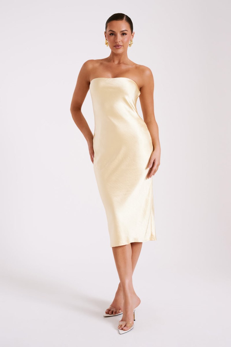 Meshiki Tyler Strapless Satin Amarillo Claro | GFWQ3126