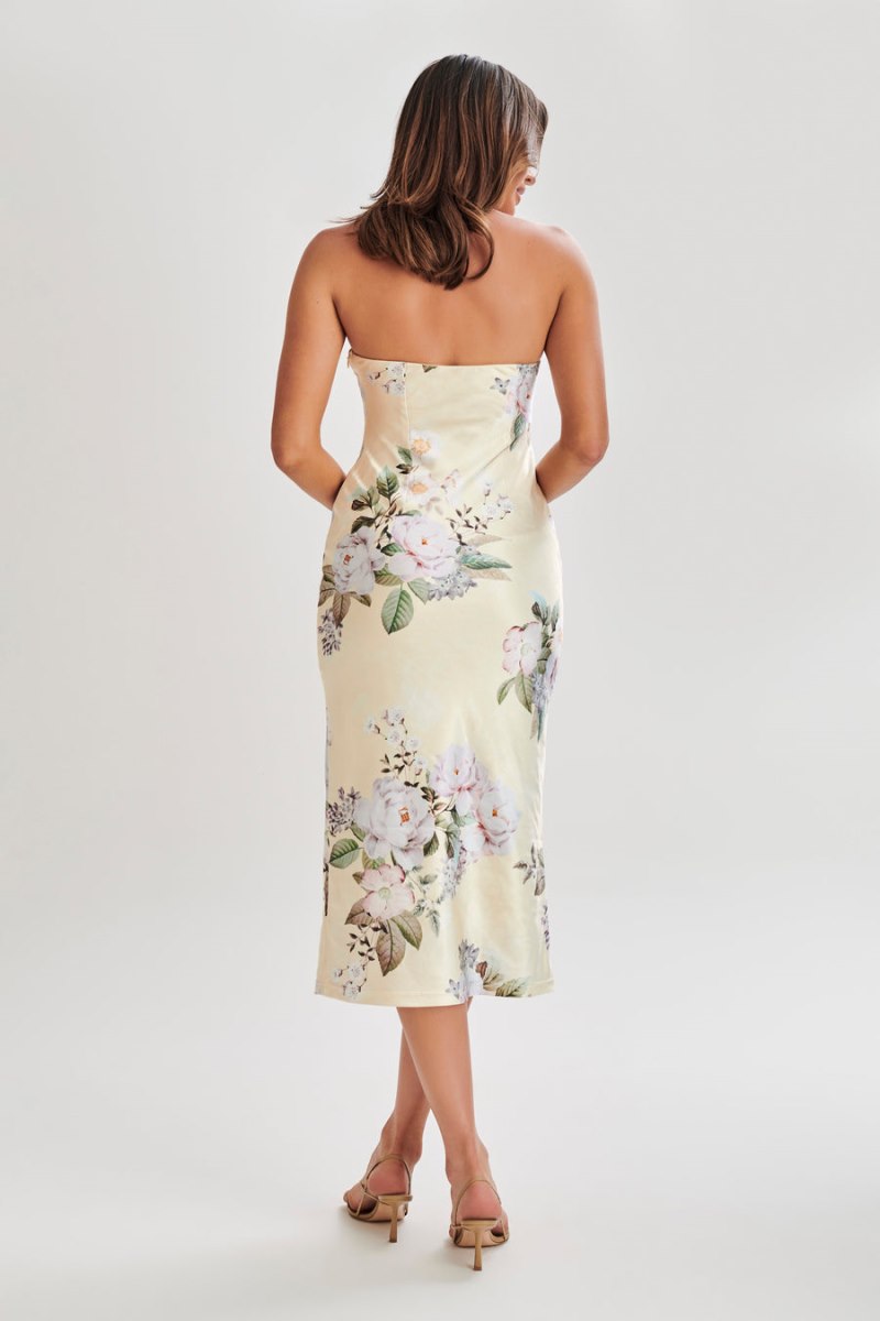 Meshiki Tyler Strapless Satin Limón | GLAI7588