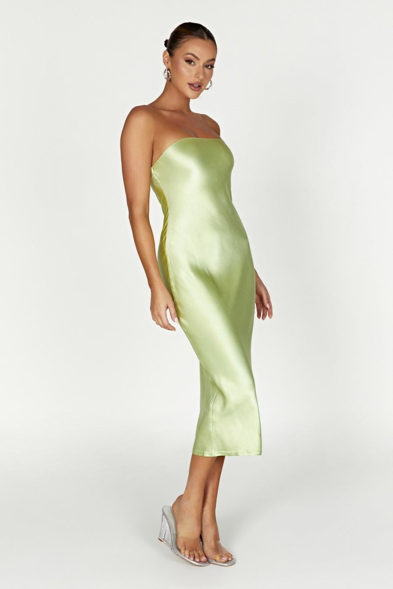 Meshiki Tyler Strapless Satin Verde | RRBK3597