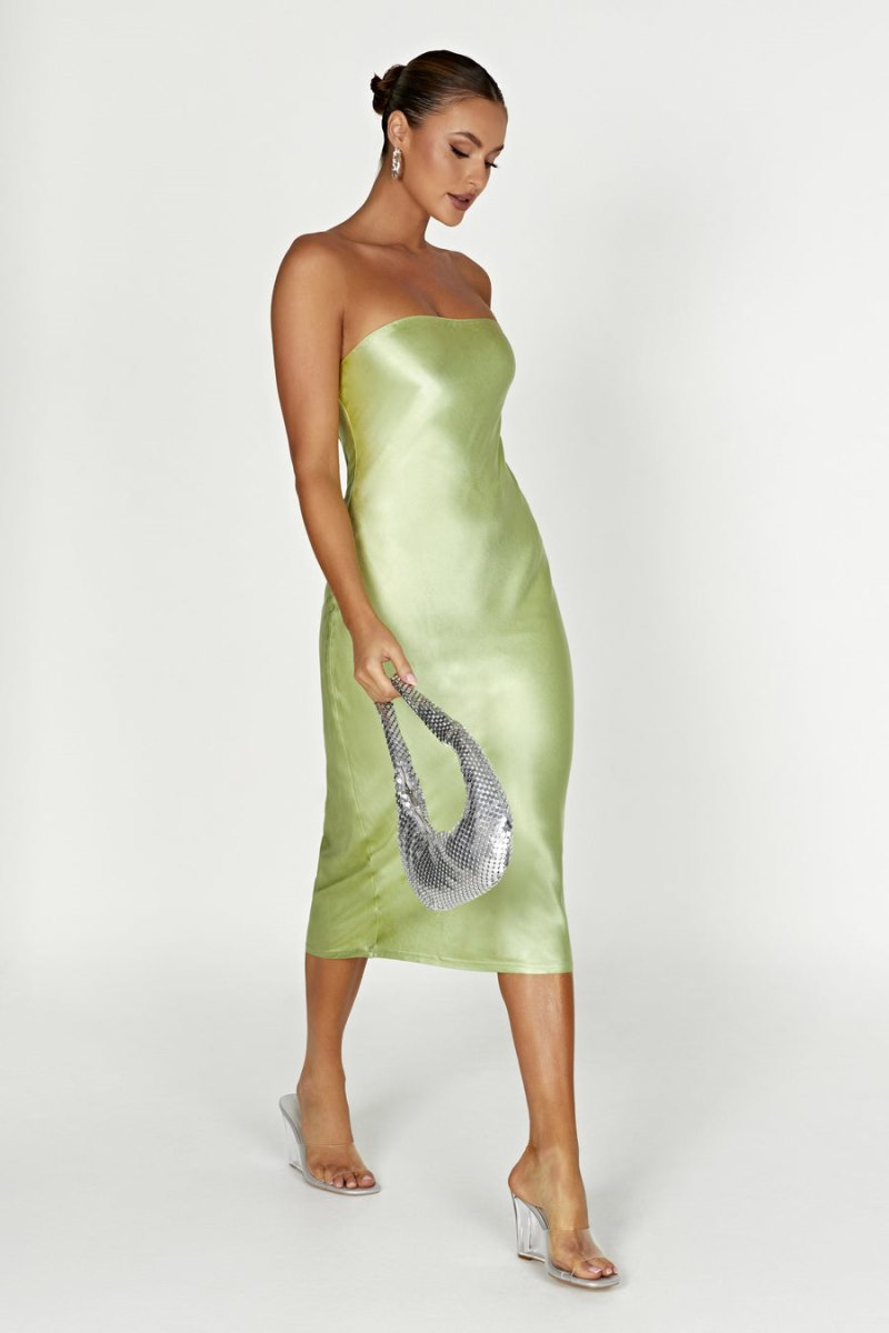 Meshiki Tyler Strapless Satin Verde | RRBK3597