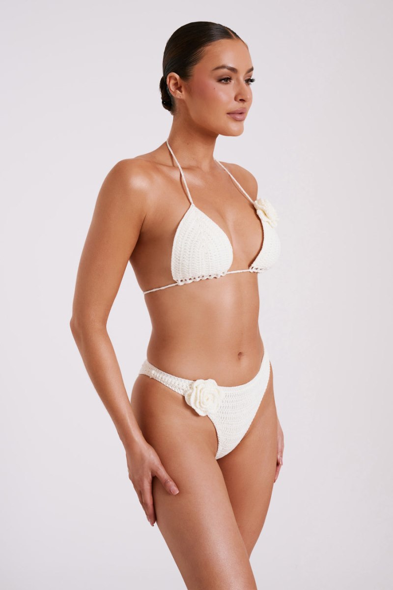 Meshiki Valencia Rose Crochet Bikini Bottom Blancas | QGNC7455