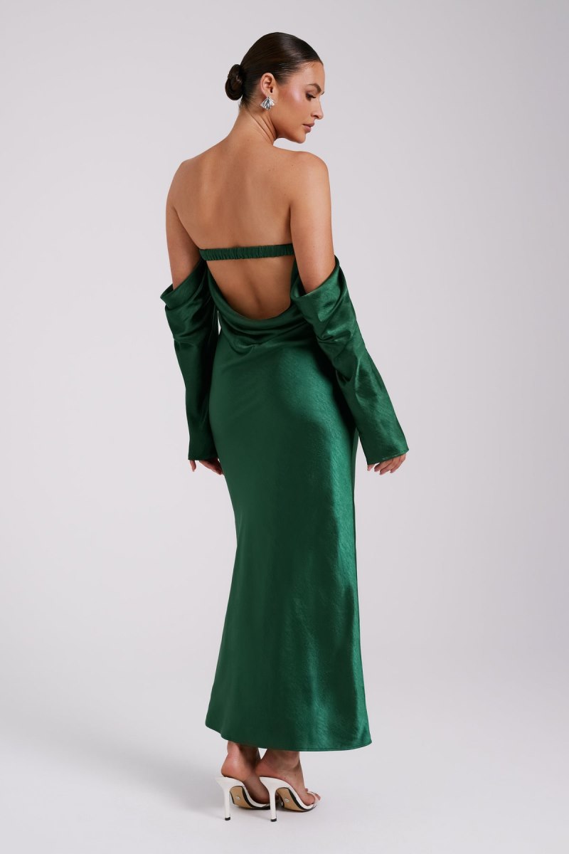 Meshiki Vee Off Shoulder Satin Verde | GLAV0000