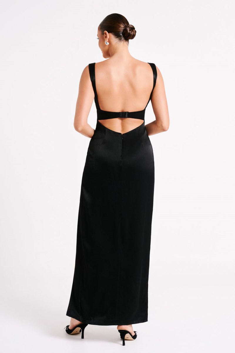 Meshiki Verana Backless Satin Negras | LFOR8139