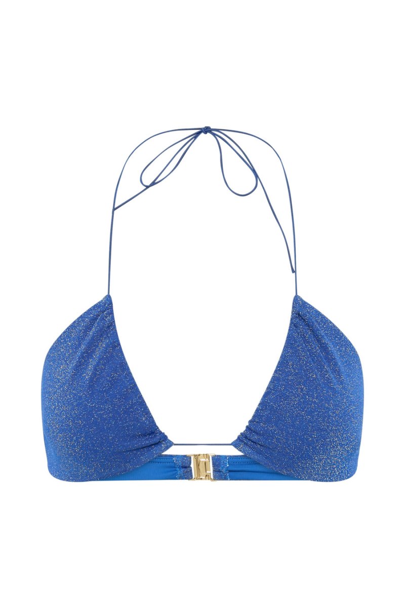 Meshiki Willow Ruched Drawstring Bikini Top Azules | GBFO8138