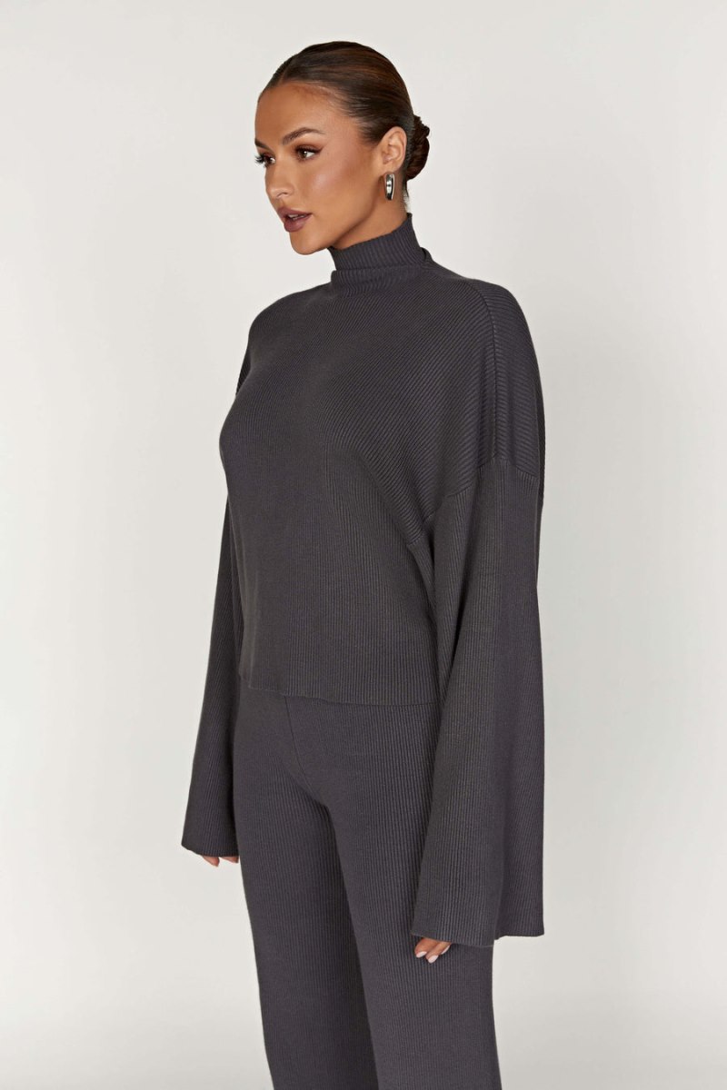 Meshiki Winona Turtleneck Knit Gris Oscuro | HWNA5502