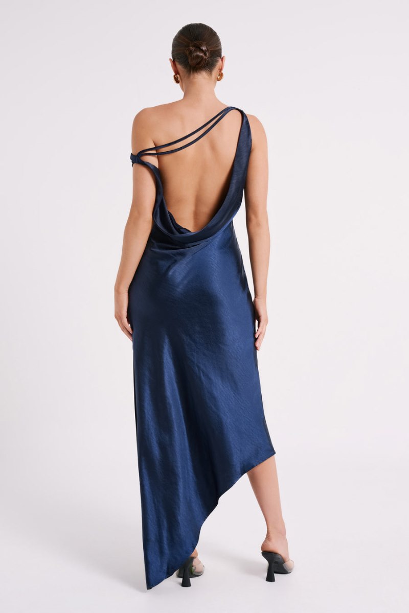 Meshiki Yvette Slip Asymmetrical Hem Azul Marino | FLVT2063