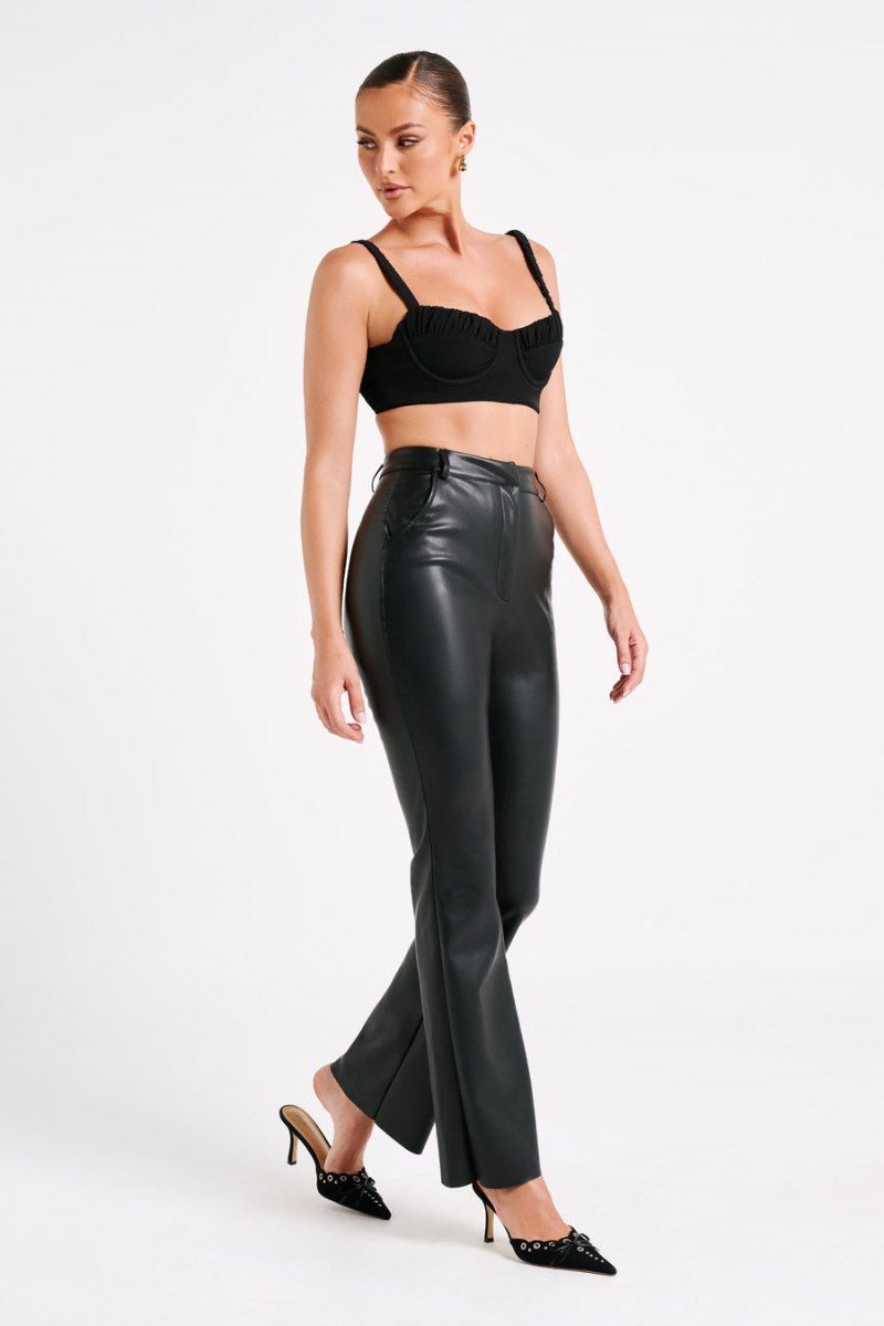 Meshiki Zaira Cupped Crepe Crop Negras | IQUQ2836