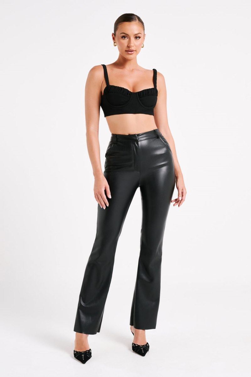 Meshiki Zaira Cupped Crepe Crop Negras | IQUQ2836