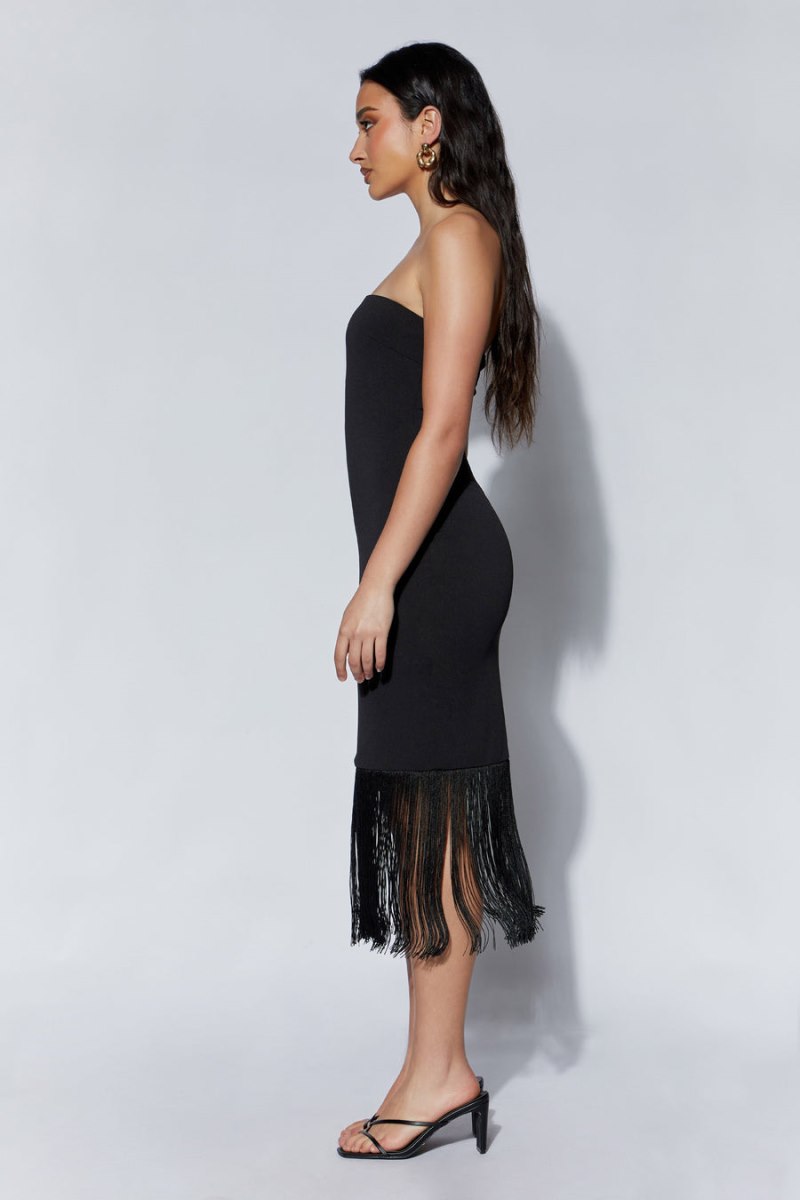 Meshiki Zarina Strapless Fringe Negras | QAAL1343