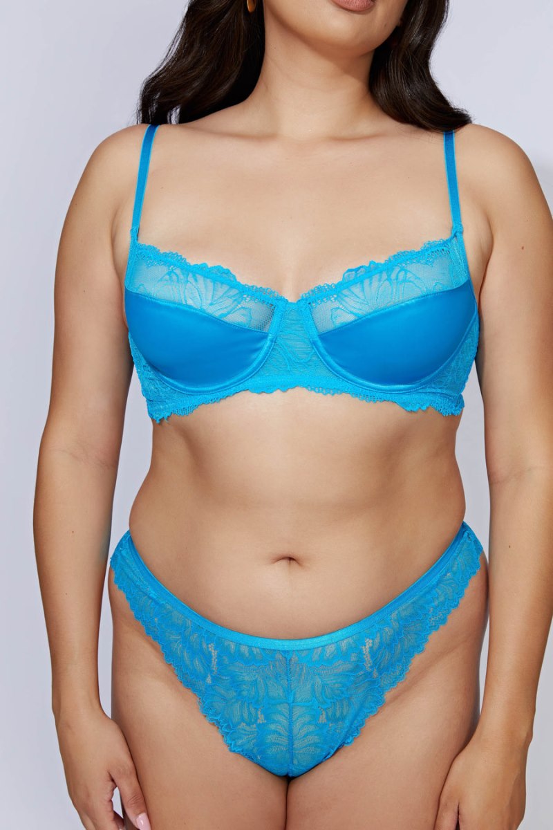 Sujetadores Meshiki Posie Satin Lace Demi Azules | ZEDJ0614